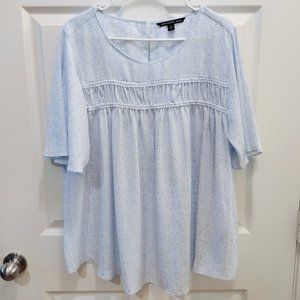 Zac & Rachel - Blue and White Blouse - Women's Plus 2X (READ)